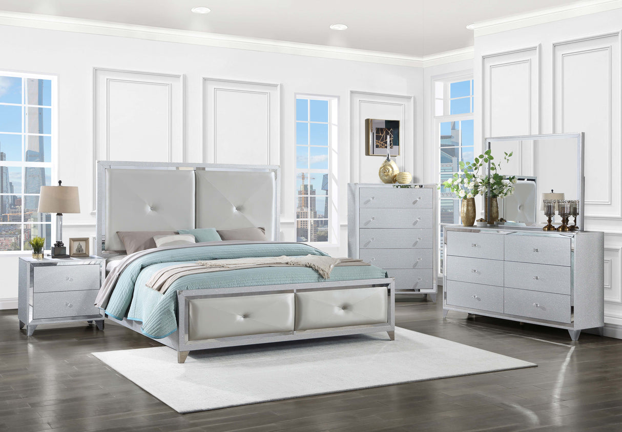 Queen Bed - Larue Wood Queen Panel Bed Silver