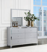 Dresser With Mirror - Larue 6-drawer Dresser with Mirror Silver