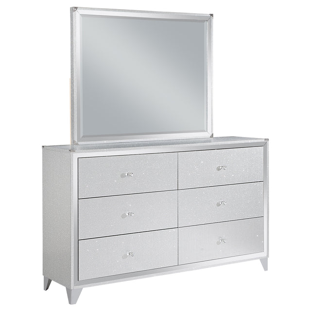 Dresser With Mirror - Larue 6-drawer Dresser with Mirror Silver