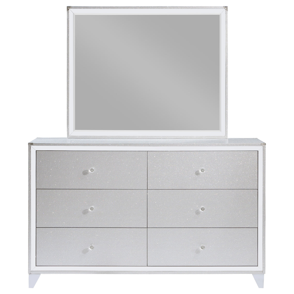 Dresser With Mirror - Larue 6-drawer Dresser with Mirror Silver