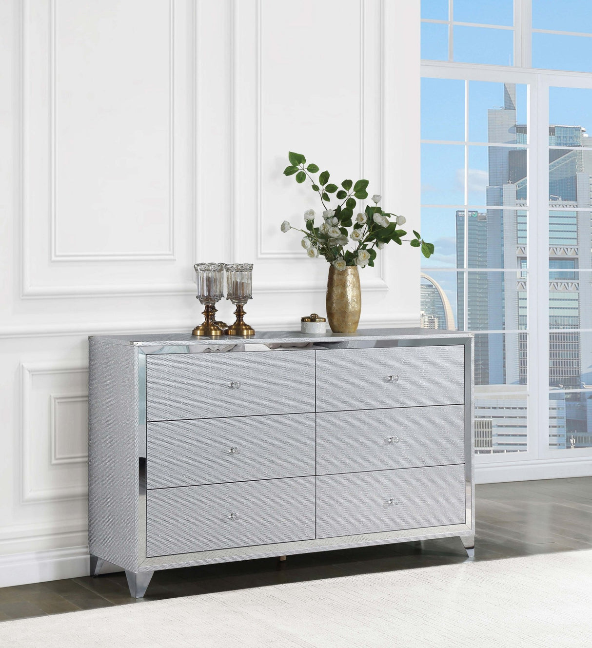 Dresser - Larue 6-drawer Dresser Silver