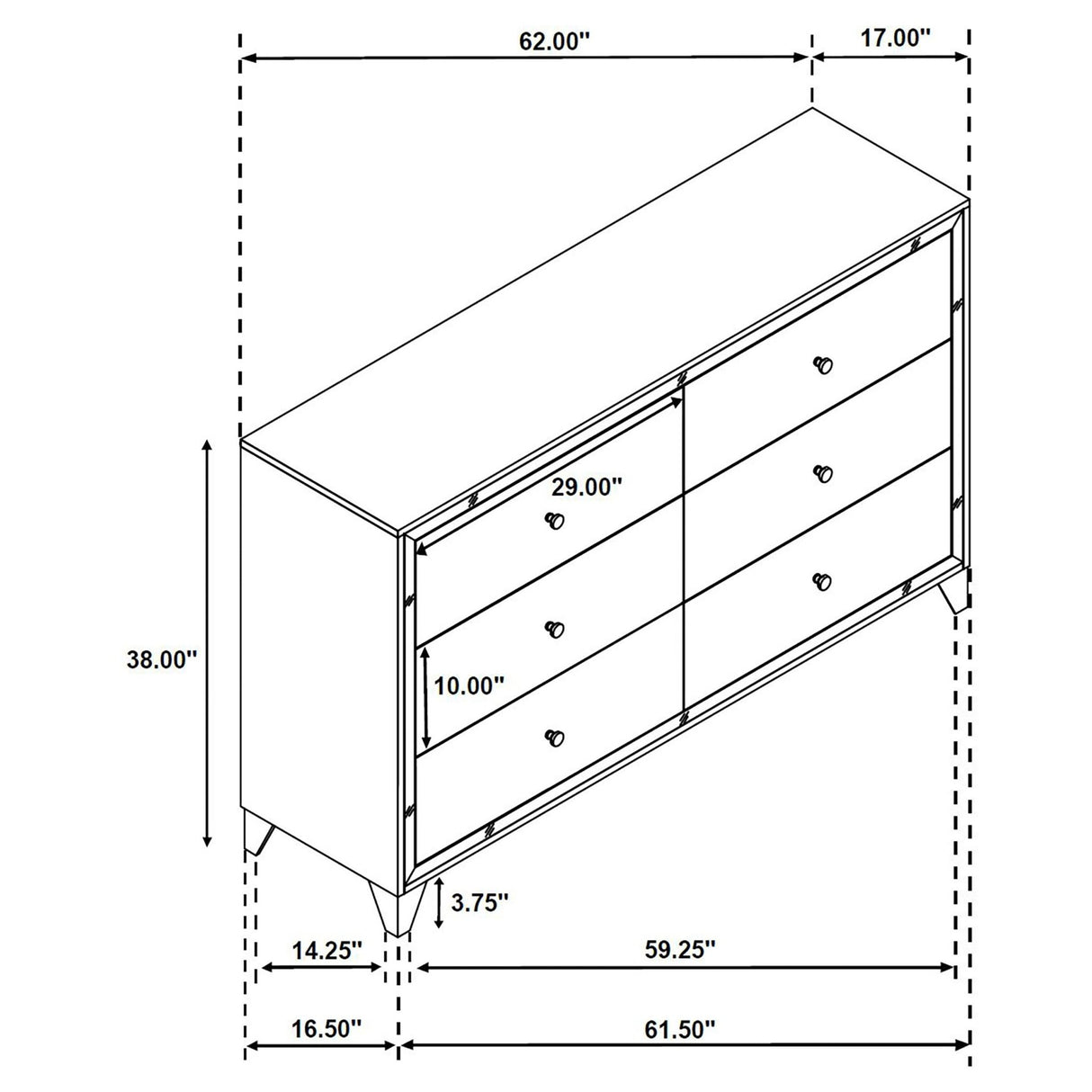 Dresser - Larue 6-drawer Dresser Silver