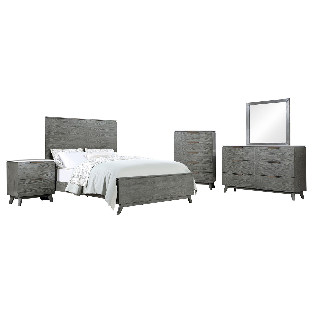 Queen Bed 5 Pc Set - Nathan 5-piece Queen Bedroom Set Grey