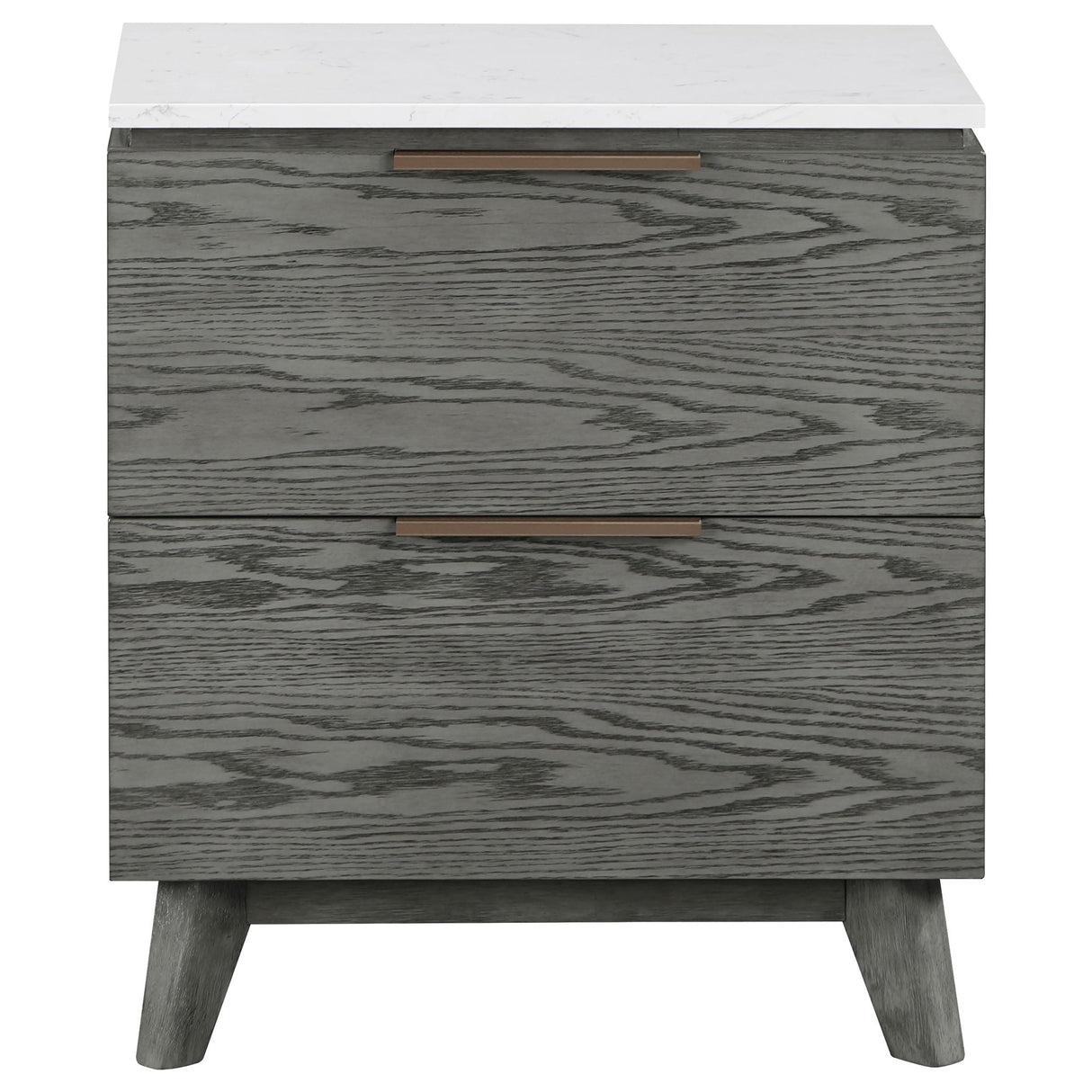 Nightstand - Nathan 2-drawer Nightstand with USB Port White Marble and Grey