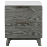 Nightstand - Nathan 2-drawer Nightstand with USB Port White Marble and Grey