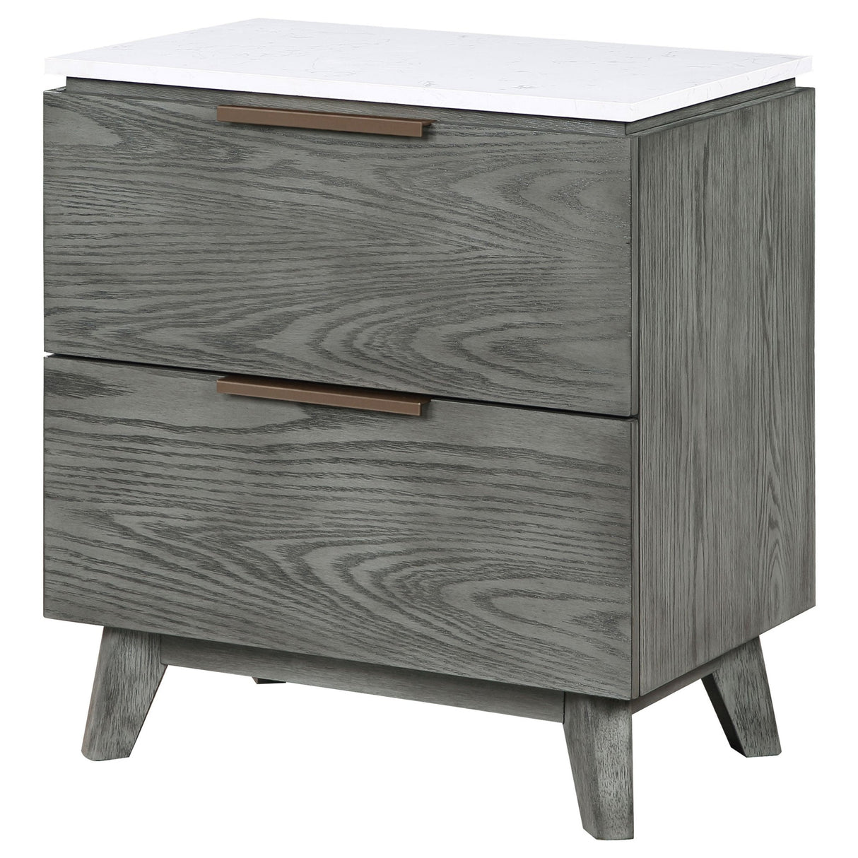 Nightstand - Nathan 2-drawer Nightstand with USB Port White Marble and Grey