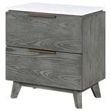 Nightstand - Nathan 2-drawer Nightstand with USB Port White Marble and Grey