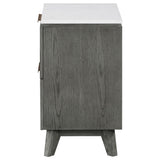 Nightstand - Nathan 2-drawer Nightstand with USB Port White Marble and Grey