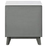 Nightstand - Nathan 2-drawer Nightstand with USB Port White Marble and Grey