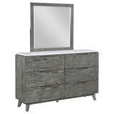 Dresser With Mirror - Nathan 6-drawer Dresser with Mirror White Marble and Grey