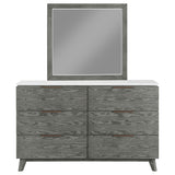 Dresser With Mirror - Nathan 6-drawer Dresser with Mirror White Marble and Grey