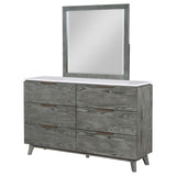 Dresser With Mirror - Nathan 6-drawer Dresser with Mirror White Marble and Grey