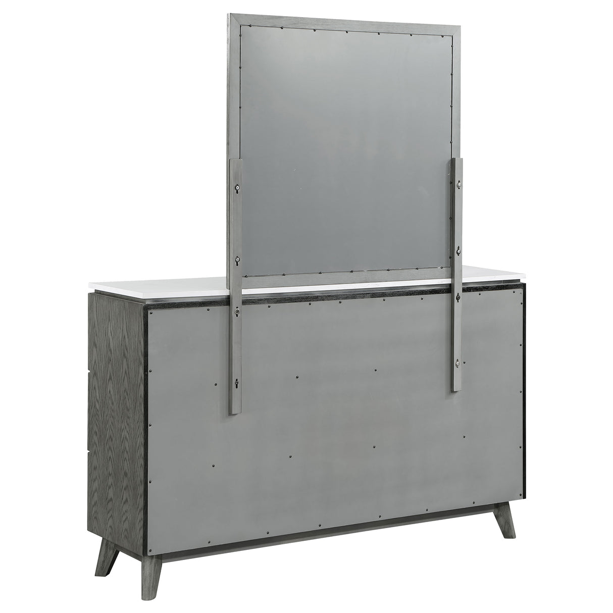 Dresser With Mirror - Nathan 6-drawer Dresser with Mirror White Marble and Grey