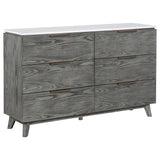 Dresser - Nathan 6-drawer Dresser White Marble and Grey