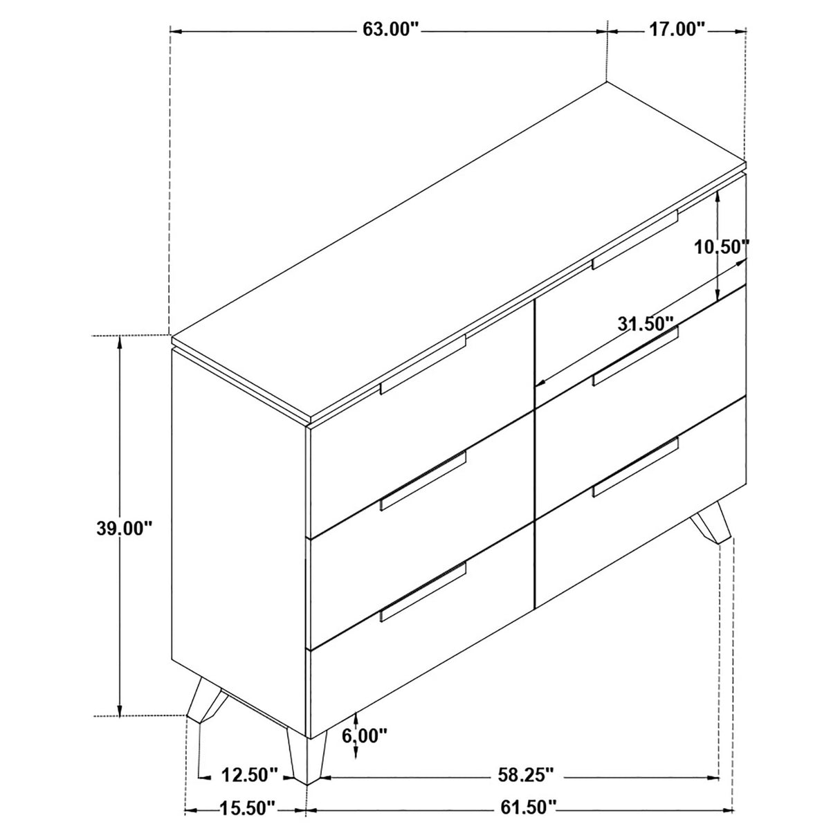 Dresser - Nathan 6-drawer Dresser White Marble and Grey