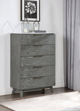 Chest - Nathan 5-drawer Chest White Marble and Grey