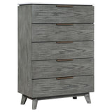 Chest - Nathan 5-drawer Chest White Marble and Grey