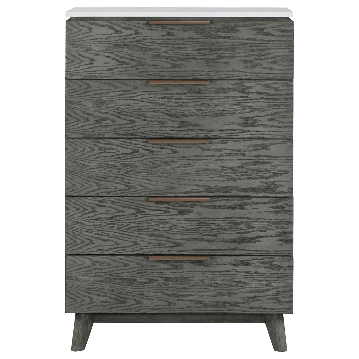 Chest - Nathan 5-drawer Chest White Marble and Grey