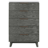 Chest - Nathan 5-drawer Chest White Marble and Grey