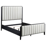 Brookmead 4‑Piece Queen Bedroom Set in Black with Ivory Upholstery & Gold Accents | Coaster - sold by Home Elegance USA