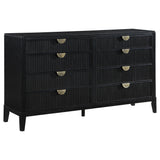 Brookmead 4‑Piece Queen Bedroom Set in Black with Ivory Upholstery & Gold Accents | Coaster - sold by Home Elegance USA