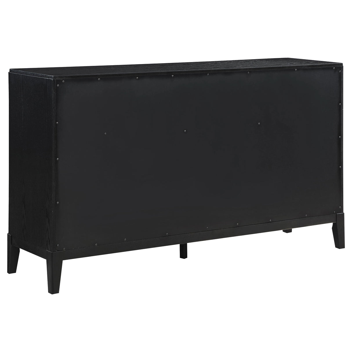 Brookmead 4‑Piece Queen Bedroom Set in Black with Ivory Upholstery & Gold Accents | Coaster - sold by Home Elegance USA