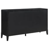 Brookmead 4‑Piece Queen Bedroom Set in Black with Ivory Upholstery & Gold Accents | Coaster - sold by Home Elegance USA