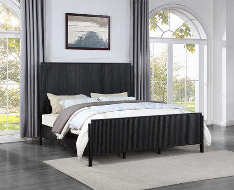 Eastern King Bed  - Brookmead Wood Eastern King Panel Bed Black