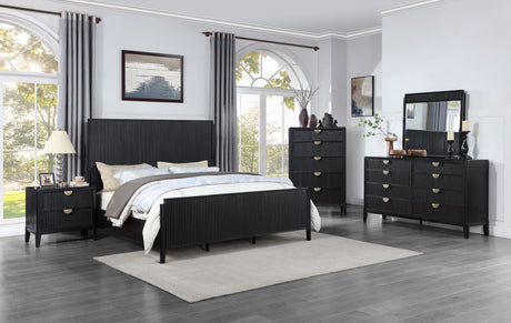 Eastern King Bed  - Brookmead Wood Eastern King Panel Bed Black