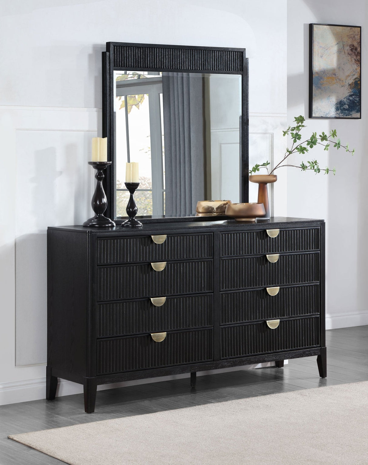 Brookmead 8 - drawer Bedroom Dresser with Mirror Black | Coaster | Home Elegance USA