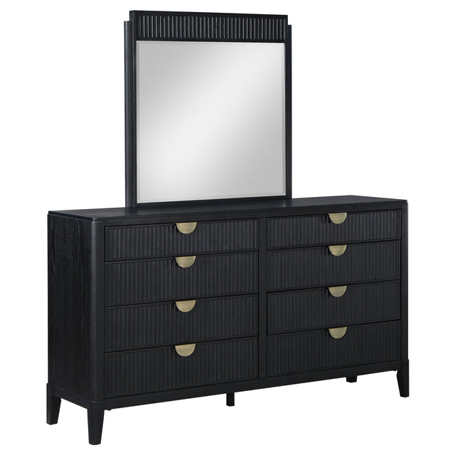 Brookmead 8 - drawer Bedroom Dresser with Mirror Black | Coaster | Home Elegance USA