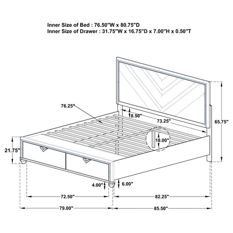 E. King Storage Bed 5 Pc Set - Veronica 5-piece Eastern King Bedroom Set Light Silver