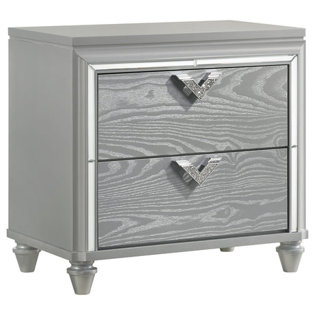 Nightstand - Veronica 2-drawer Nightstand Bedside Table Light Silver