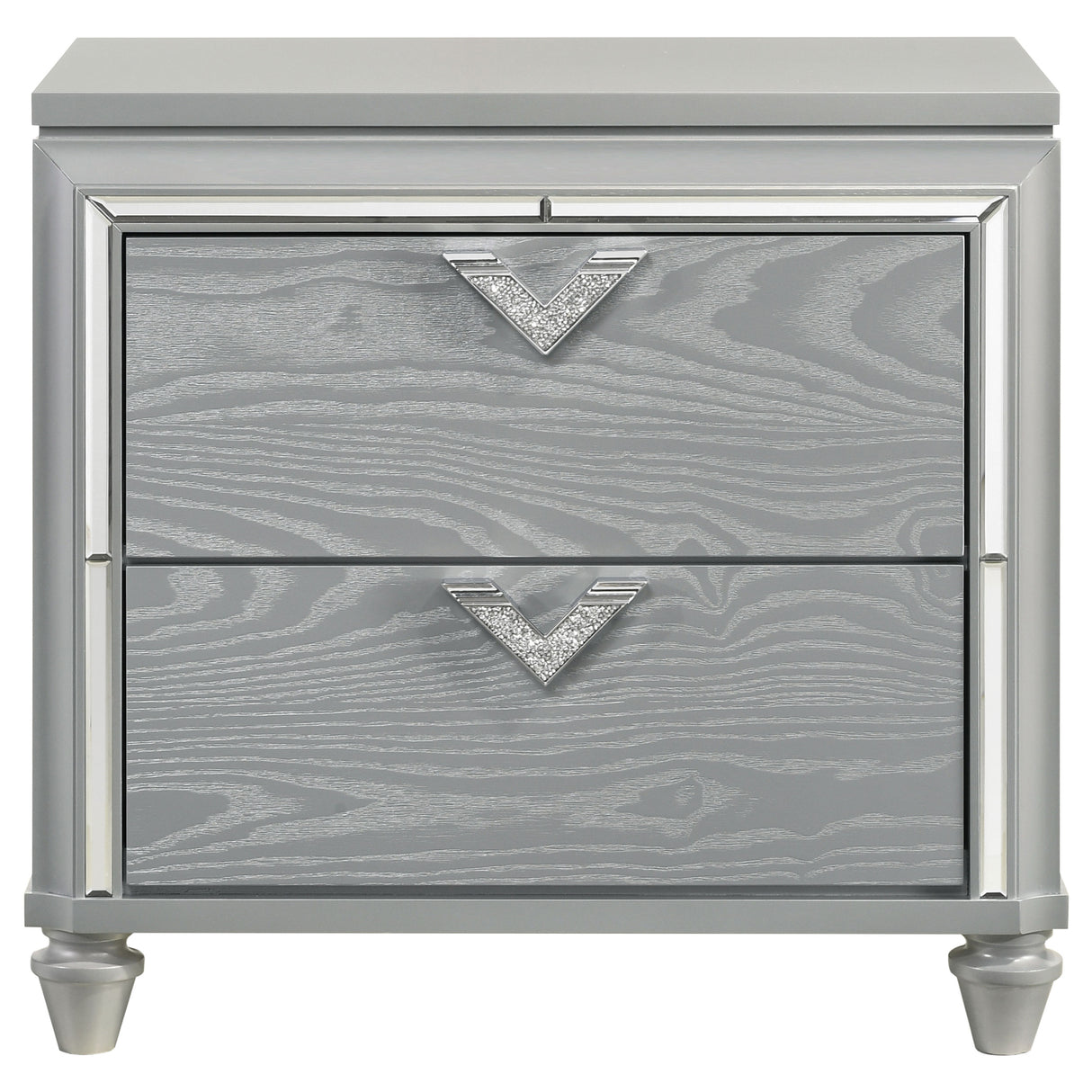 Nightstand - Veronica 2-drawer Nightstand Bedside Table Light Silver