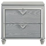 Nightstand - Veronica 2-drawer Nightstand Bedside Table Light Silver