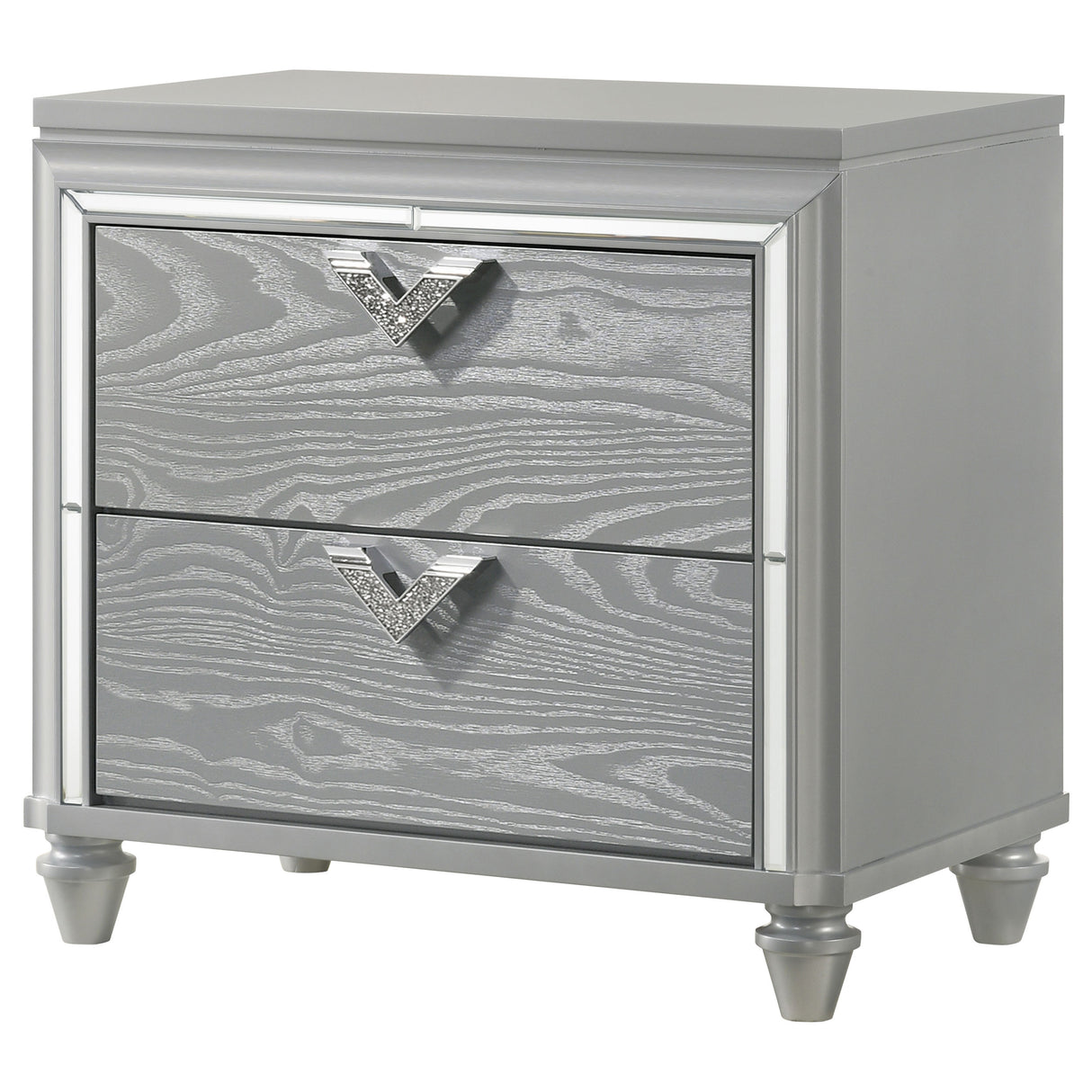 Nightstand - Veronica 2-drawer Nightstand Bedside Table Light Silver