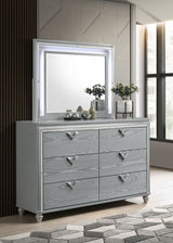 Dresser With Mirror - Veronica 6-drawer Bedroom Dresser with Mirror Light Silver