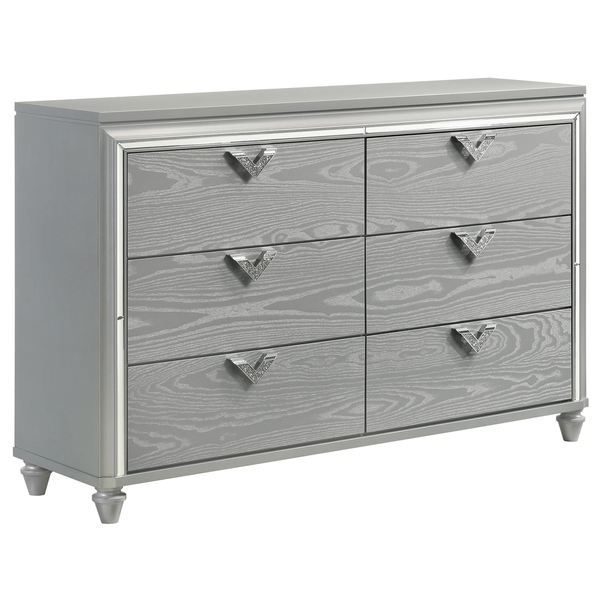 Dresser - Veronica 6-drawer Bedroom Dresser Light Silver