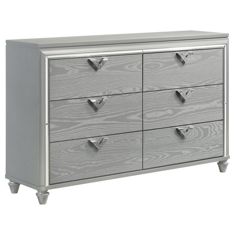 Dresser - Veronica 6-drawer Bedroom Dresser Light Silver