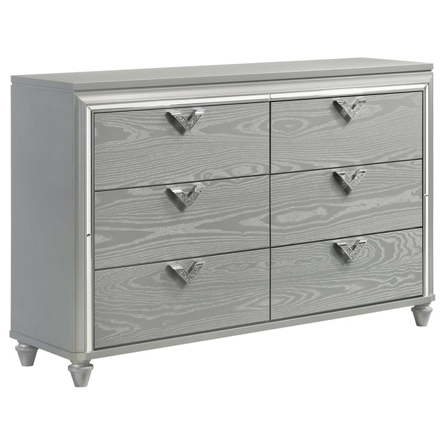 Dresser - Veronica 6-drawer Bedroom Dresser Light Silver