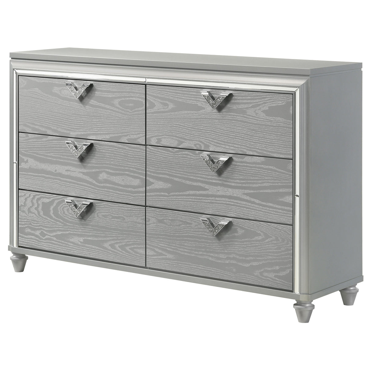 Dresser - Veronica 6-drawer Bedroom Dresser Light Silver