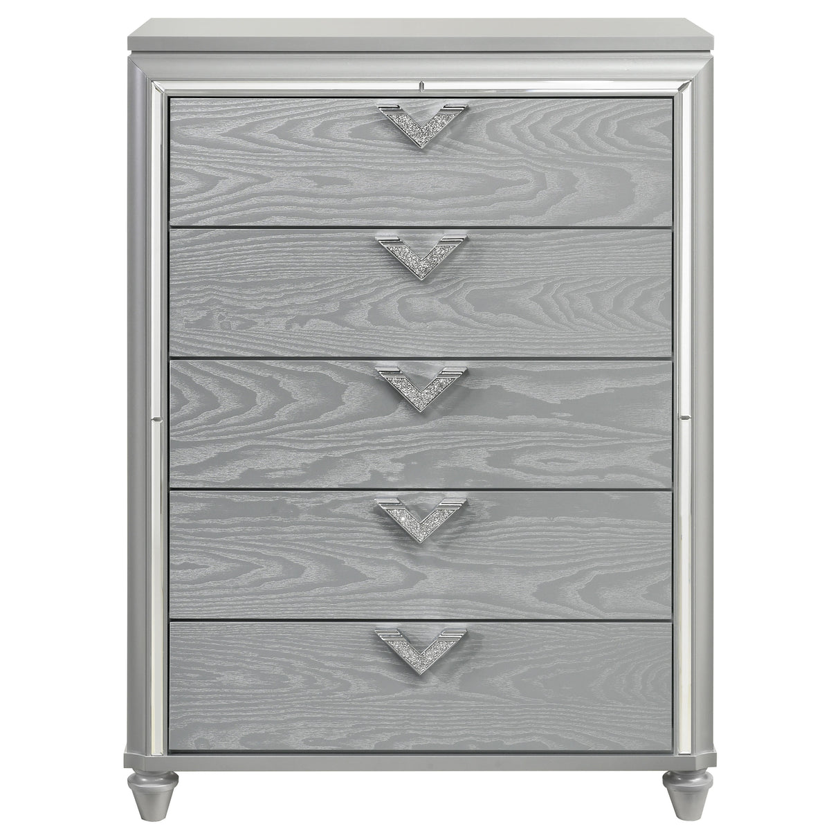 Chest - Veronica 5-drawer Bedroom Chest Light Silver