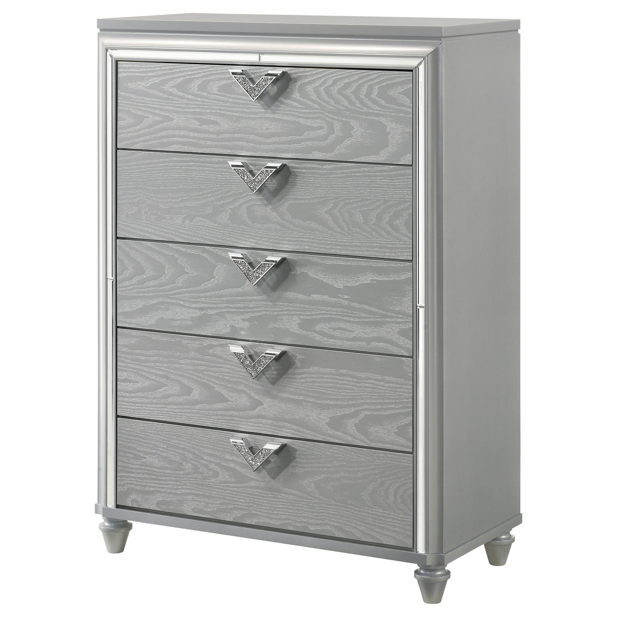 Chest - Veronica 5-drawer Bedroom Chest Light Silver