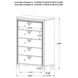 Chest - Veronica 5-drawer Bedroom Chest Light Silver