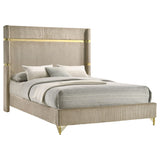 Eastern King Bed  - Lucia Upholstered Eastern King Wingback Bed Beige