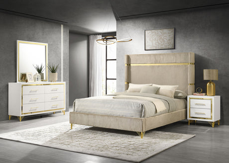 Queen Bed 4 Pc Set - Lucia 4-piece Queen Bedroom Set Beige and White