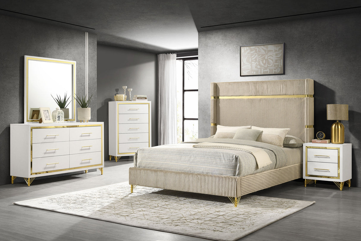 Queen Bed 5 Pc Set - Lucia 5-piece Queen Bedroom Set Beige and White