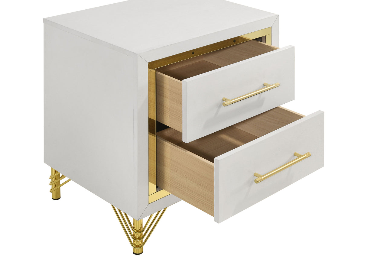 Lucia 2-drawer Nightstand Bedside Table White - Home Elegance USA