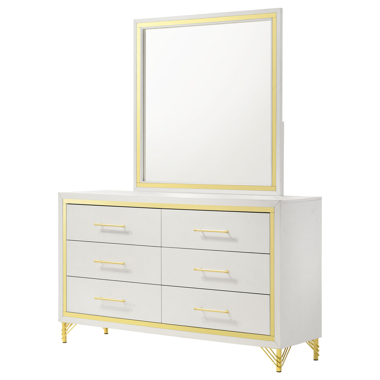 Dresser With Mirror - Lucia 6-drawer Bedroom Dresser with Mirror White