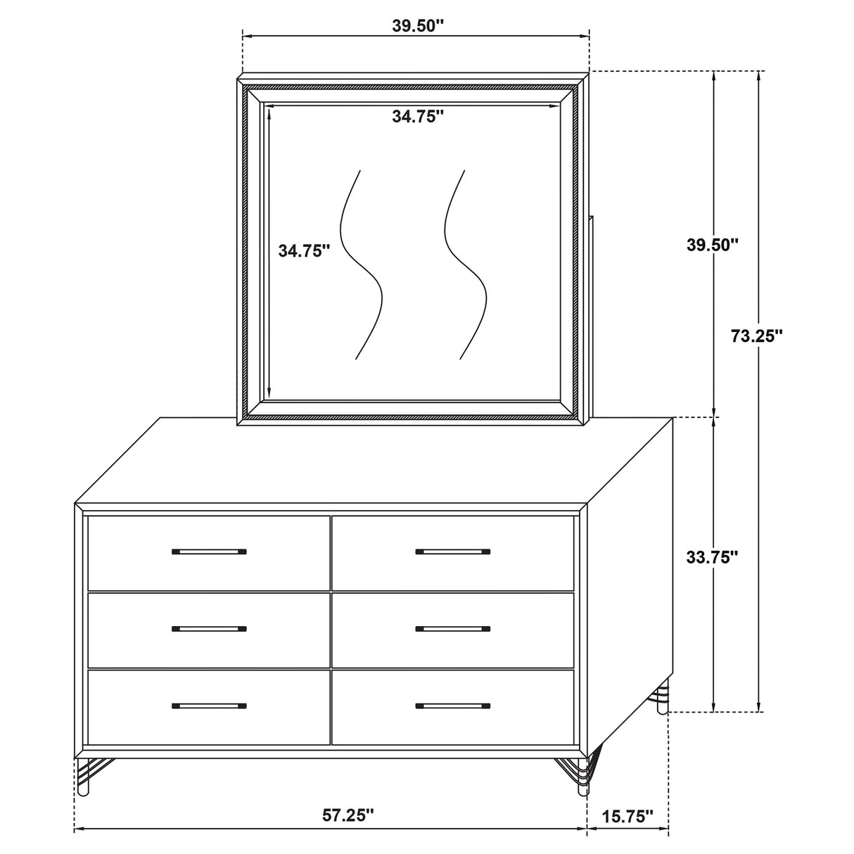 Dresser With Mirror - Lucia 6-drawer Bedroom Dresser with Mirror White